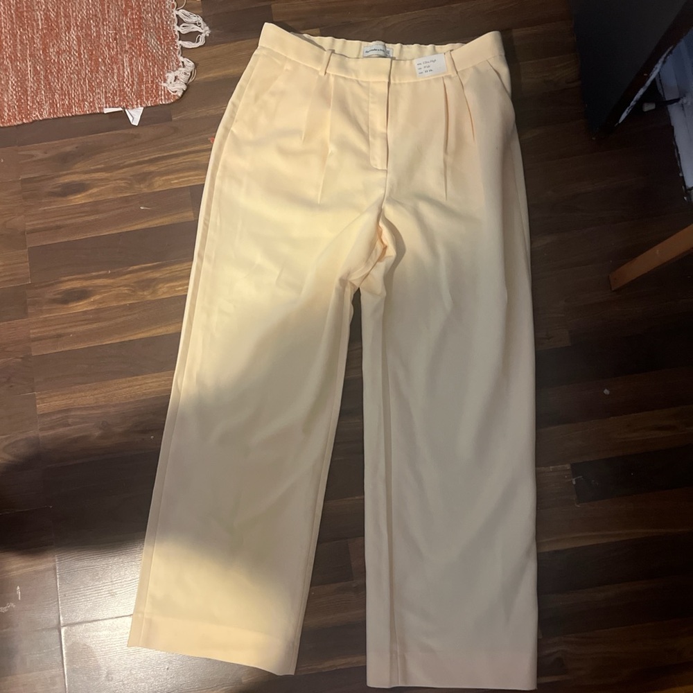 Abercrombie & Fitch Yellow Wide Leg Pants